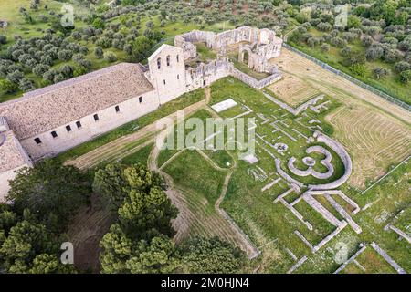 Italien, Basilikata, Venosa, archäologischer Park (Luftaufnahme) Stockfoto