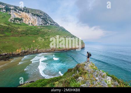 Spanien, Provinz Kantabrien, Ori?on, Wanderung auf einer Variante der spanischen Pilgerroute Camino del Norte nach Santiago de Compostela, Punta Pilota Stockfoto