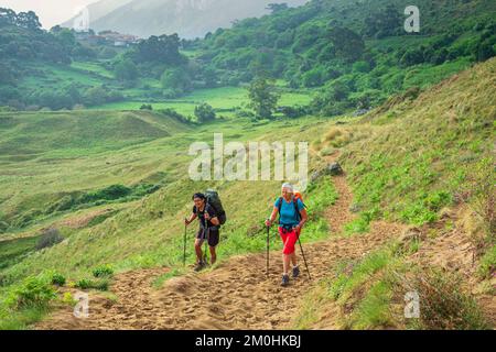 Spanien, Provinz Kantabrien, Ori?on, Wanderung auf einer Variante der spanischen Pilgerroute Camino del Norte nach Santiago de Compostela Stockfoto