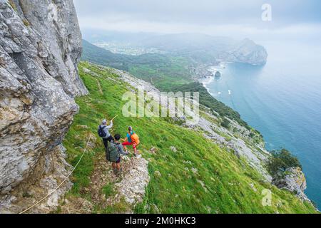Spanien, Provinz Kantabrien, Ori, Wanderung auf einer Variante der Camino del Norte, spanische Pilgerroute nach Santiago de Compostela, Paso de Presa oder Paso del Franc Stockfoto