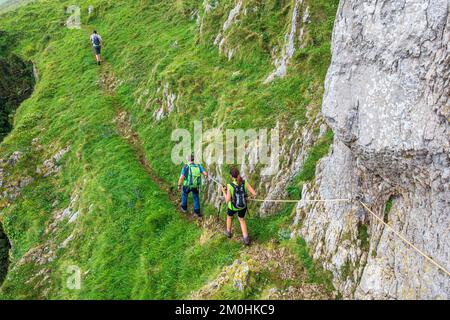 Spanien, Provinz Kantabrien, Ori, Wanderung auf einer Variante der Camino del Norte, spanische Pilgerroute nach Santiago de Compostela, Paso de Presa oder Paso del Franc Stockfoto