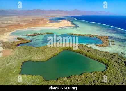 Egypte, Sina?, Sharm-el-sheikh, Nabq-Schutzgebiet und seine Mangroven (Luftaufnahme) Stockfoto
