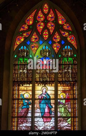 Frankreich, Ille-et-Vilaine, Vitr?, Bühne auf dem Weg nach Santiago de Compostela, 15.. Und 16.. Jahrhundert Notre-Dame de Vitr? kirche, Himmelfahrt der Jungfrau Stockfoto