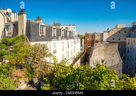 Frankreich, Paris, Überbleibsel der Einhausung von Philippe Auguste zwischen Clovis und Descartes Straße Stockfoto