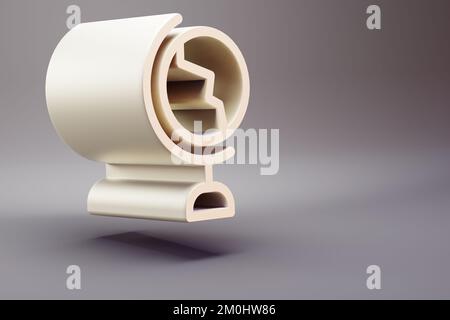 Schöne Illustration Blaue Weltwirtschaftskrise Symbol-Symbole auf einem hellen rosa Hintergrund. 3D Rendering-Illustration. Hintergrundmuster für Design. Stockfoto