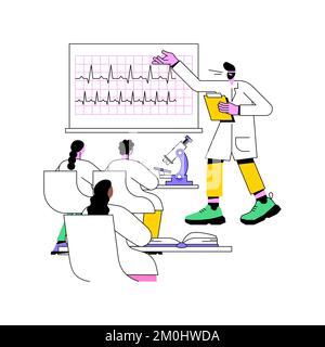 Lektionen isolierter Cartoon-Vektordarstellungen. Professor gibt eine Vorlesung für eine Gruppe von Medizinstudenten, Universitätslehrgang, College-Klassen, Unterrichtsassistentin Vektor-Cartoon. Stock Vektor
