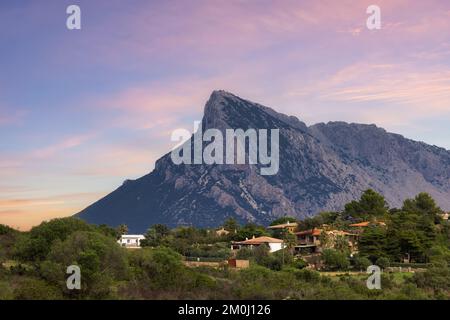 Tavolara-Insel am Mittelmeer. Punta Don Diego, Sardinien, Italien. Hintergrund Stockfoto