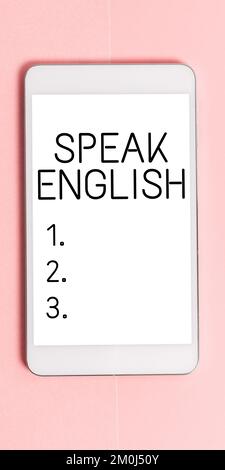 Textunterschrift mit englischen Sprachkenntnissen. Word for Study eine weitere Fremdsprache Online-Sprachkurse Stockfoto