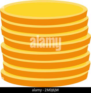 Eine Nahaufnahme des gelben Münzstapels, isoliert auf weißem Hintergrund Stock Vektor