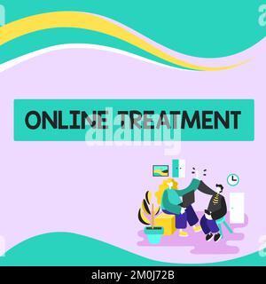 Text wird angezeigt Online-Bestrahlung wird geschrieben. Betriebswirtschaftliche Konzepterstellung der psychischen Gesundheitsberatung über das Internet Stockfoto