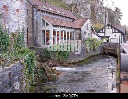 Dezember 2022 - The Gorge Cafe in Cheddar, Somerset, England, Großbritannien. Stockfoto