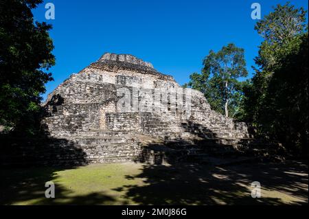 Antike Pyramide in Chacchoben Maya-Stätte, Mexiko Stockfoto