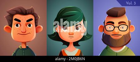3D Cartoon-Avatar-Set. Menschliche Gesichtssammlung. Vektordarstellung Stock Vektor