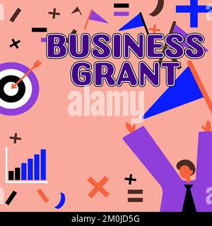 Konzeptdarstellung - Unternehmenszuschuss. Mit Betriebsstrategien für Präsentationen erreichen Sie Ziele Stockfoto