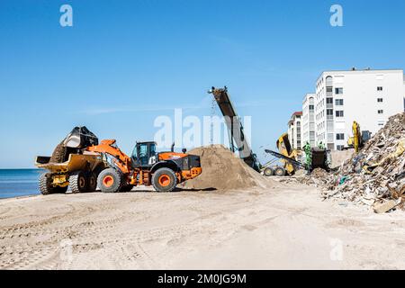 Bonita Beach Bonita Springs Florida, Golf von Mexiko, Little Hickory Island Hickory Boulevard, Hurrikan Ian Erholung ersetzt wieder auffüllenden Sand Stockfoto