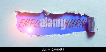 Handschriftlicher Text Mitarbeiterabwanderung. Geschäftsüberblick Änderungsrate vorhandener Arbeiten geht verloren und wird neu hinzugefügt Stockfoto