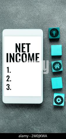 Konzeptioneller Titel - Nettoeinkommen. Unternehmen zeigen das verbleibende Bruttoeinkommen, nachdem alle Abzüge und Befreiungen vorgenommen wurden Stockfoto