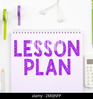 Konzeptionelle Darstellung Lektionsplan. Geschäftsvorführung eine detaillierte Beschreibung des Unterrichts durch einen Lehrer Stockfoto