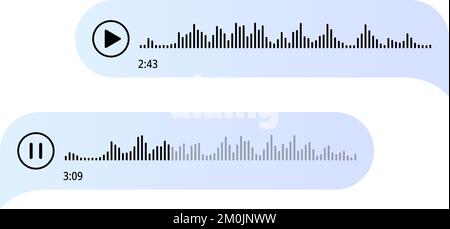 Sprachnachrichten. Blasen mit Audioaufnahme. Chat Messenger UI-Konzept. Sprechblasen. Schnittstelle für Tonruf- und Sprachaufzeichnungen. Stock Vektor