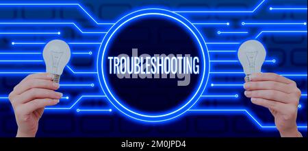 Fehlerbehebung bei handschriftlichem Text. Konzeptfoto eine Untersuchung oder Behandlung der Probleme ist aufgetreten Stockfoto