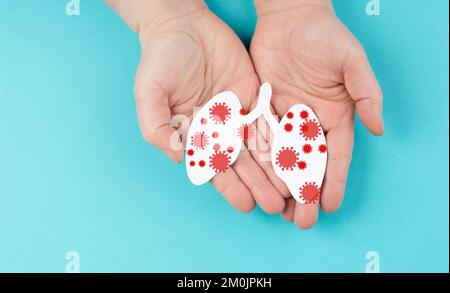 Lunge mit Virus, rsv-Infektion, lange Covid, Welttuberkulosetag, Luftverschmutzung und Krebskonzept Stockfoto