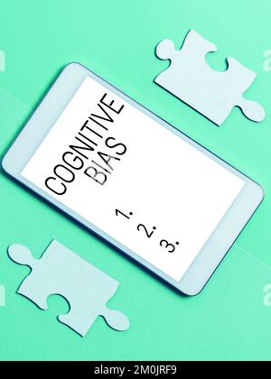 Schrift zeigt Text kognitive Vorurteile an. Ein Wort zur psychologischen Behandlung psychischer Störungen Stockfoto