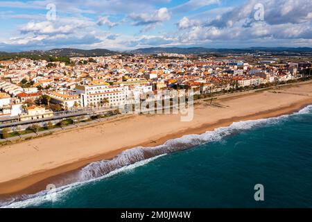 Luftaufnahme von Malgrat de Mar, Spanien Stockfoto