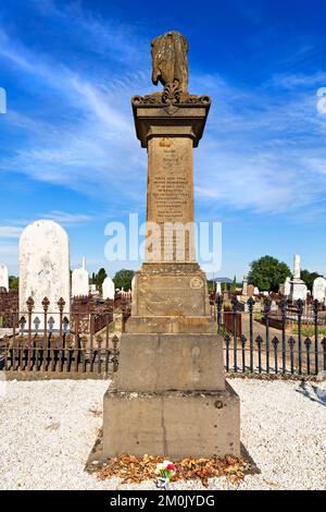 Ballarat Australien / das Eureka Diggers Memorial, das Goldgräbern gewidmet ist, die 1854 bei der Schlacht um Eureka Stockade in Ballarat Victoria Australia getötet wurden. Stockfoto