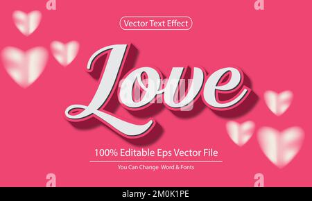 Valentinstag bearbeitbarer Vektor 3D-Texteffekt Ebenenstil Stock Vektor