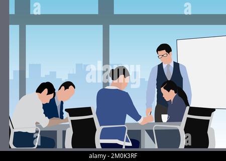 Eine Gruppe asiatischer Geschäftsleute trifft sich im Büro