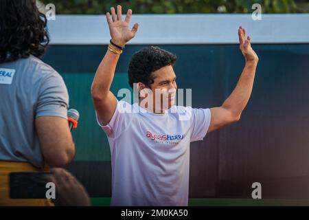 Cricketspieler Sachin Tendulkar am 4 2022 . dezember zur Inaguration eines Marathon-Events in Kochi , Indien . Stockfoto