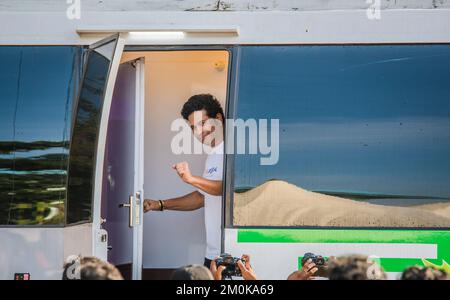 Cricketspieler Sachin Tendulkar am 4 2022 . dezember zur Inaguration eines Marathon-Events in Kochi , Indien . Stockfoto