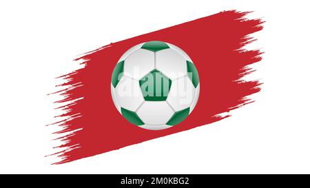 Marokkanischer Fußballvektor und marokkanische Flaggenfarben Grunge Vektorbild Stock Vektor