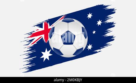 Vektor des australischen Fußballfußballs und Farben der australischen Flagge Grunge Vektorbild Stock Vektor