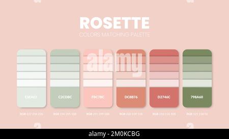 Farbpalette in einer Kollektion mit dem Thema „Passion“. Diagrammvorlage für Farbschema oder Farben. Farbkombinationen aus RGB-, HSL- und HEX-Codes. farbschalter Stock Vektor