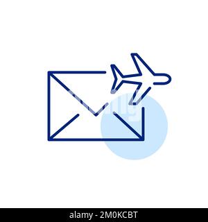 Schnelle Postzustellung im Ausland. Pixelgenaue, bearbeitbare Konturlinie Stock Vektor