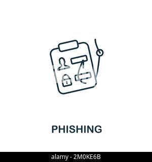 Phishing-Symbol. Monochrom Simple Cyber Security-Symbol für Vorlagen, Webdesign und Infografiken Stock Vektor