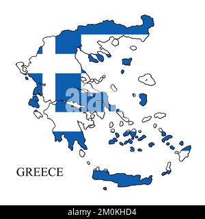 Darstellung der griechischen Kartenvektoren. Weltwirtschaft. Berühmtes Land. Südeuropa. Europa. Stock Vektor