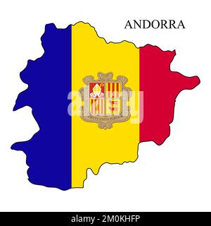 Darstellung des Andorra-Kartenvektors. Weltwirtschaft. Berühmtes Land. Südeuropa. Europa. Stock Vektor