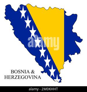 Darstellung des Kartenvektors von Bosnien und Herzegowina. Weltwirtschaft. Berühmtes Land. Südeuropa. Europa. Stock Vektor