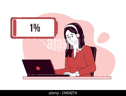 Burnout am Arbeitsplatz 2D vektorisolierte lineare Darstellung Stock Vektor