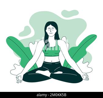 Spirituelle Praxis 2D vektorisolierte lineare Darstellung Stock Vektor
