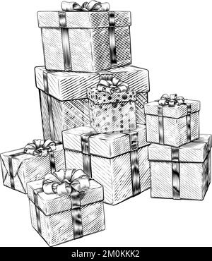 Weihnachtsgeschenke Geburtstagsgeschenke Kartons Stapel Stock Vektor