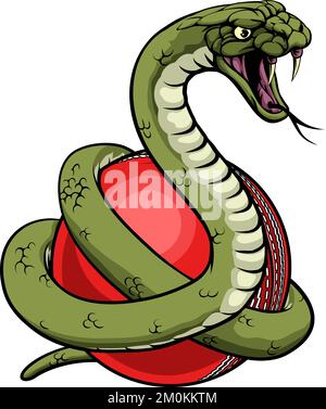 Maskottchen Für Das Schlangen-Cricket-Ball-Tiersport-Team Stock Vektor