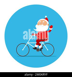 Der Weihnachtsmann auf dem Fahrrad. Vektordarstellung. Stock Vektor