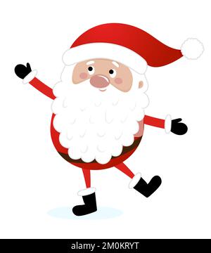 Der Weihnachtsmann präsentiert etwas - eine Illustration im Cartoon-Stil. Frohe Weihnachten und Frohes neues Jahr. Lustige Figuren in der Werkstatt des Weihnachtsmanns. Stock Vektor