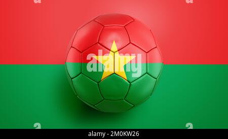 Fußballball Burkina Faso Flagge auf Burkina Faso Hintergrund. 3D Abbildung Stockfoto