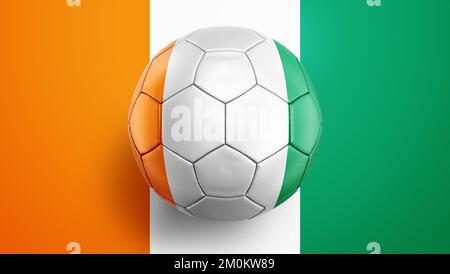 Fußballfahne Côte d'Ivoire auf Flaggenhintergrund Côte d'Ivoire. 3D Abbildung Stockfoto