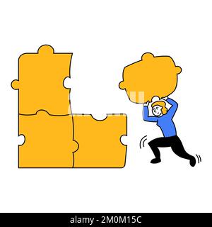 Vektordarstellung. Motivierte und ehrgeizige Mitarbeiter verbinden Rätsel, um erfolgreiche Geschäftsprojekte zu schaffen. Brainstorming. Geschäftskonzept Stock Vektor