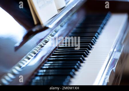 Berlin, Deutschland. 07.. Dezember 2022. Die Schlüssel eines Klaviers. Kredit: Viola Lopes/dpa/Alamy Live News Stockfoto